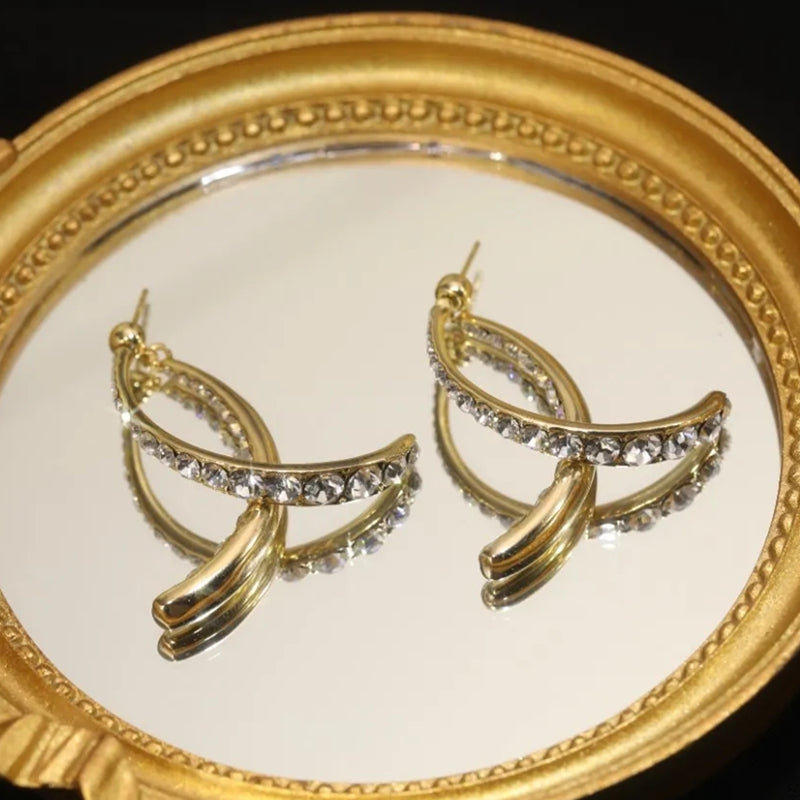 Lange baumelnde Ohrringe mit Kreuz vorne und hinten, künstliche Kristall-Ohrringjacken mit silberner Nadel