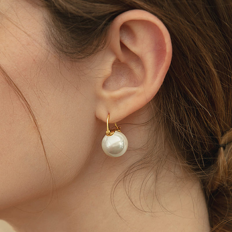 Elegant 14mm Big Pearl Drop Earrings S925 Clasp | Available in White, Champagne, Grey, Gold and Black | Pearl Drop Earrings