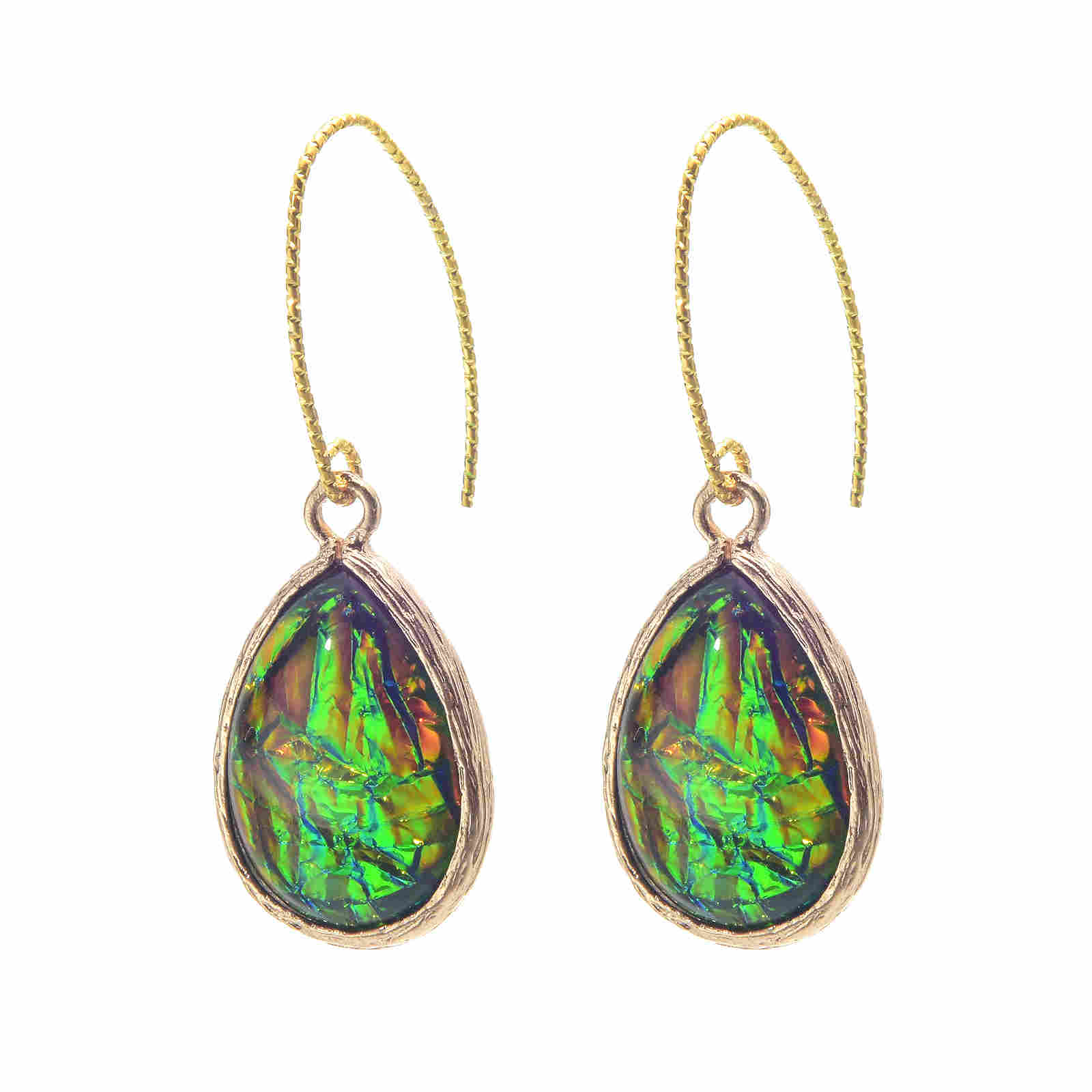Oil Painting Earrings | Opal Drop Earrings | Green Crystal Drop Earrings