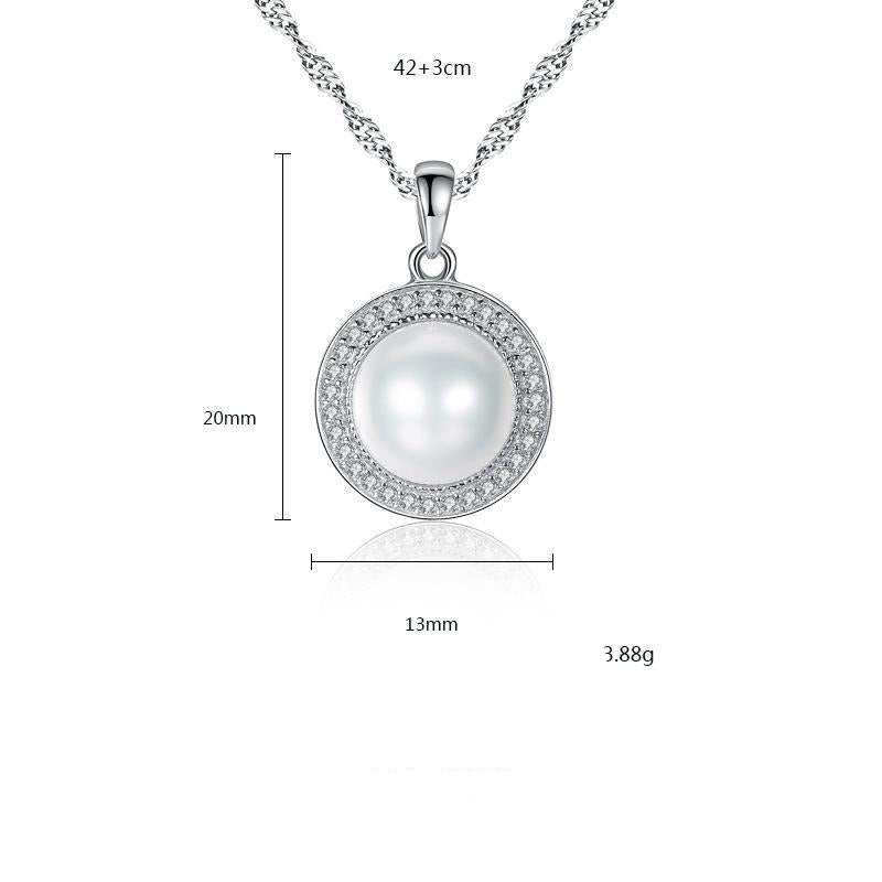 Real Pearl Pendant Freshwater Pearl and Diamond Pendant Necklace with 925 Silver Chain