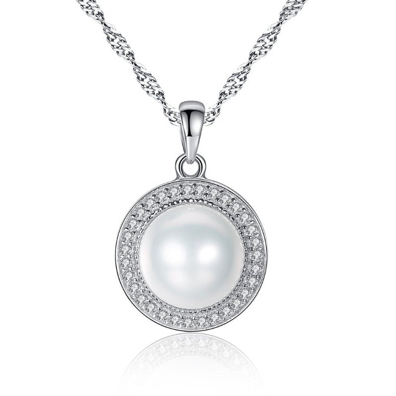 Pearl Pendant Necklace Silver | Dainty Freshwater Pearl Necklace Designs | White Gold Unique Pearl Diamond Necklace