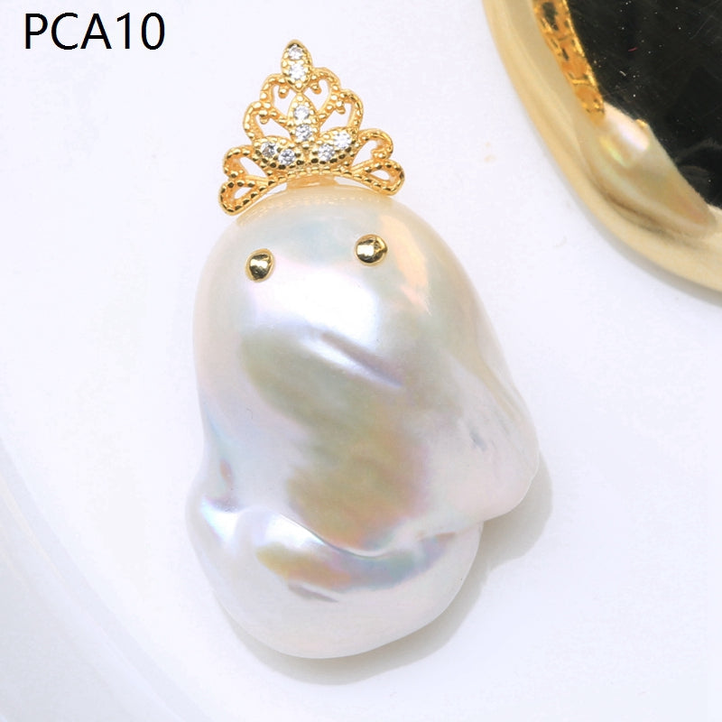 Lindo collar con colgante de perlas barrocas grandes para niños en oro de 14 k sobre plata de ley (16-18 mm)