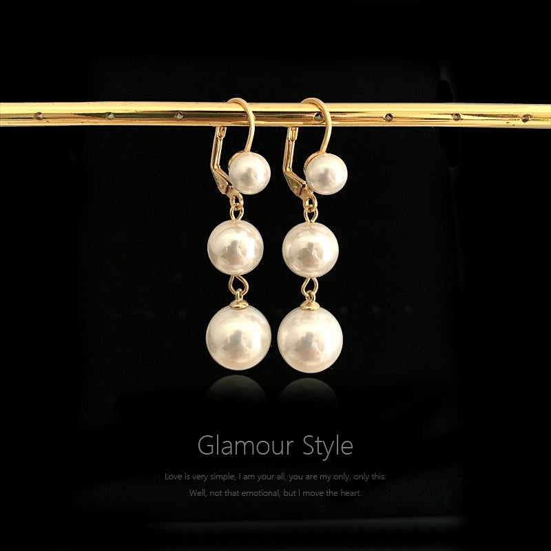 long dangle White pearl earrings