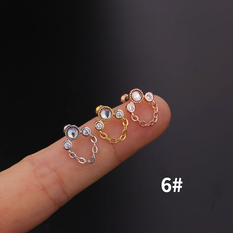 20G Crystal Ear Studs Titanium Cartilage Earring with Silver Pin Crystal Ear Stud Body Jewelry