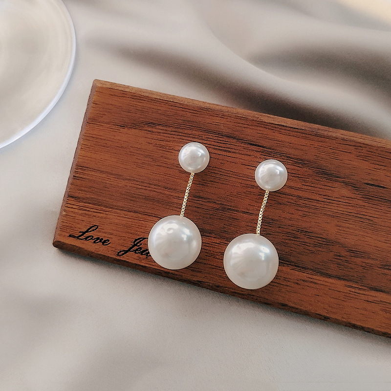 Double Pearl Dangle Earrings | Dangle Pearl Earring Jackets with Sterling Silver Pins