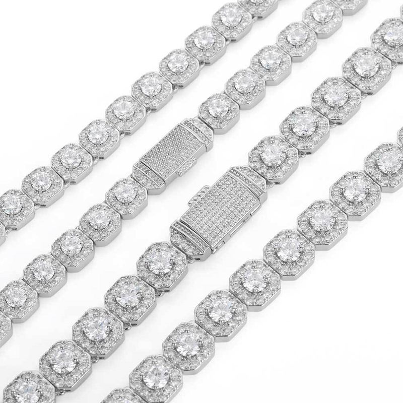 Cubic Zirconia Necklace and Bracelet | Hip-Hop Zircon Chain for Men and Women