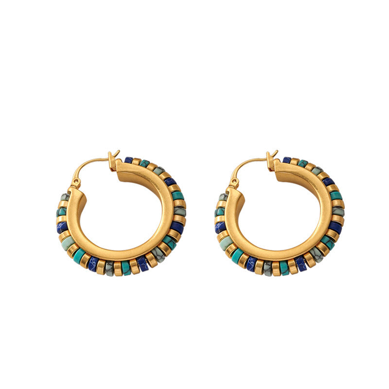 Bobo Hoop Earrings | Gold Hoop Earrings | Turquoise Hoop Earrings