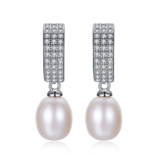 Elegent Pearl Earrings Silver | Pink Freshwater Real Pearl Drop Earrings | Wedding Dainty Jewelry-Huge Tomato