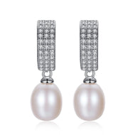 Elegent Pearl Earrings Silver | Pink Freshwater Real Pearl Drop Earrings | Wedding Dainty Jewelry-Huge Tomato