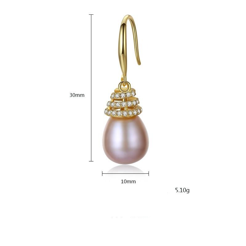 Freshwater Cultured Pearl and Diamond Drop Earrings in 14K Gold Over Sterling Silver(9-10mm)