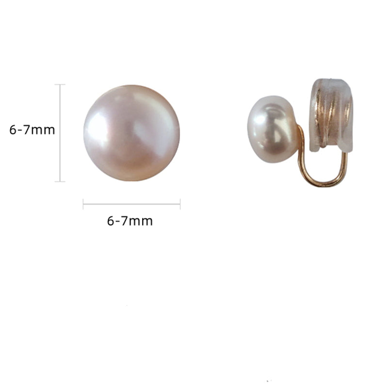 Pendientes de perlas de agua dulce | Pendientes sin perforar | Pendientes de clip cómodos para mujer (6-7 mm)