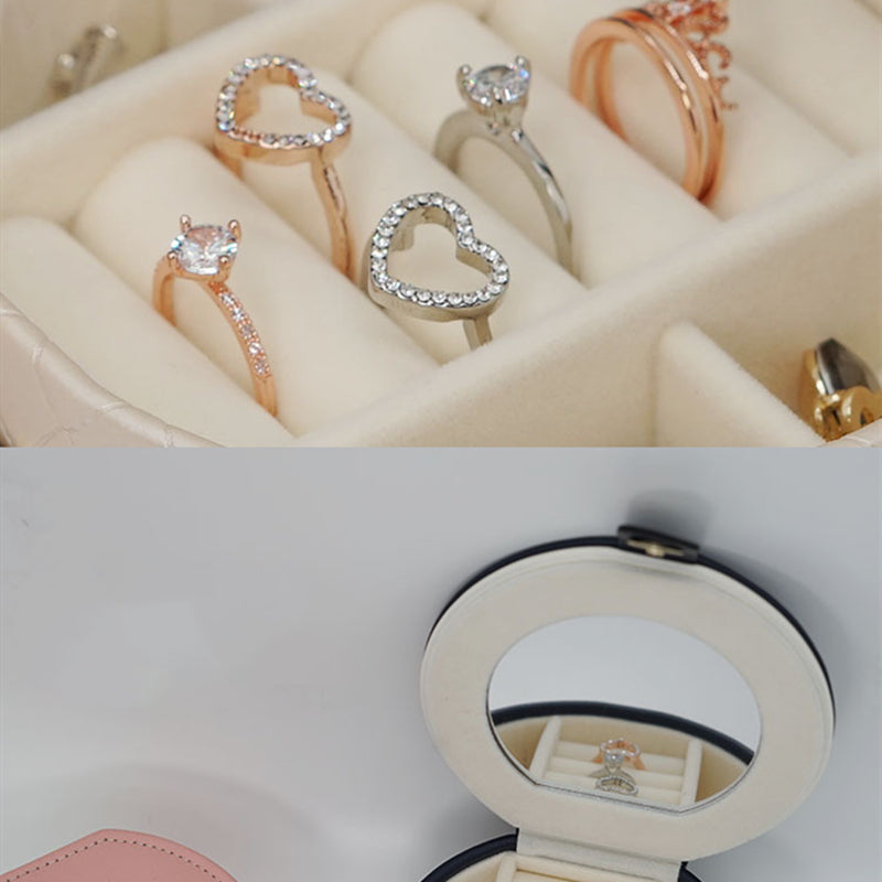 Women's Mini stud earrings rings Jewelry Box | Travel Portable Jewelry PU Box
