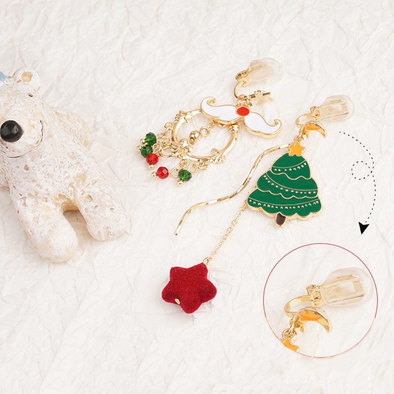 Pendientes de Navidad | Pendientes colgantes de Navidad | 4 tipos de aretes navideños para mujer para piercing y no piercing