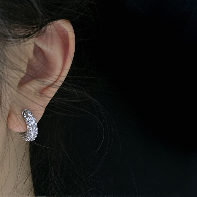 Pendientes de clip de diamantes | Pendientes de aro con clip | Pendientes sin perforar de cristal para mujer