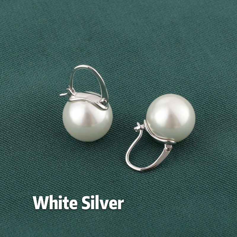 White Silver pearl dangle earrings