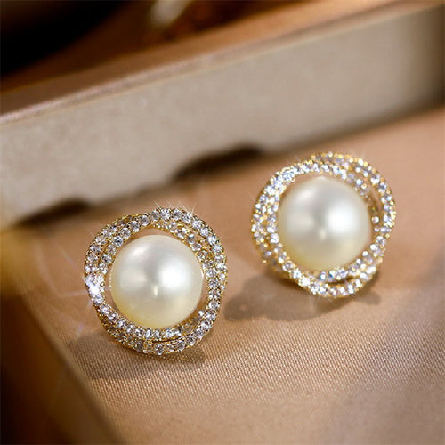 AAA Pearl Diamond Earrings | Moonstone Earrings | Real Pearl Earrings with Allergy-free Pins