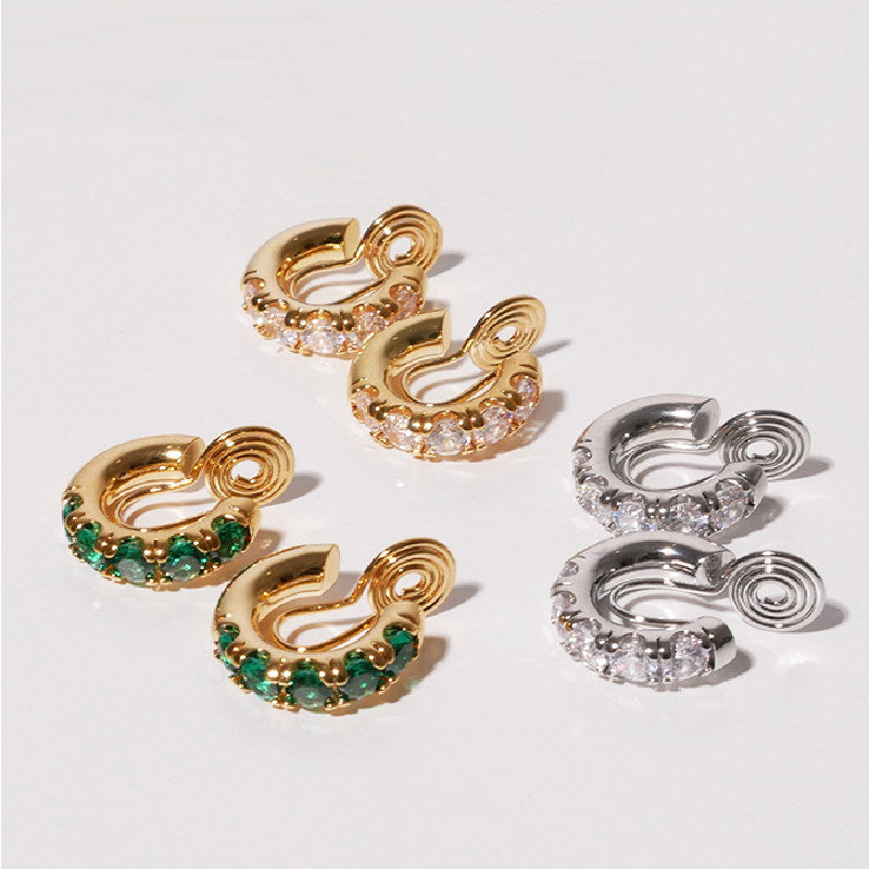 Crystal Clip on Hoop Earrings | Non Pierced Earrings | Clip on Earrings for Women in 18K Gold Plated