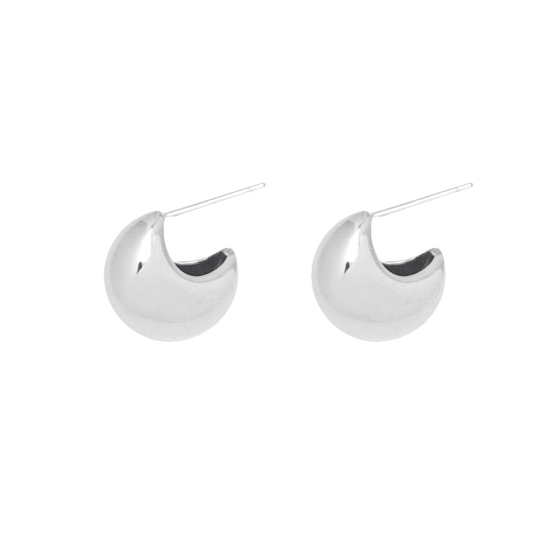 Pendientes de luna creciente de oro | Pendientes de aro de oro grueso | Pendientes de oro para mujer