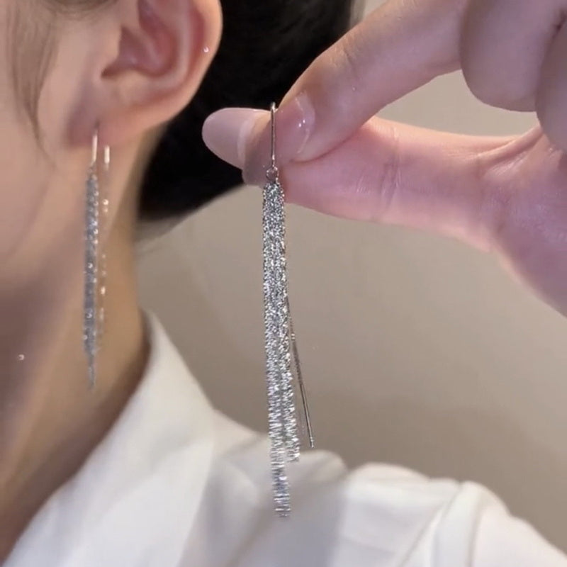 Rhinestone Dangle Earrings | Dangle Diamond Earrings | Linear Drop Earrings for Women