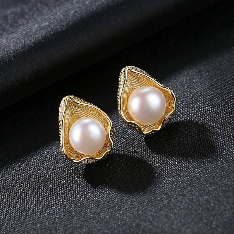 white real pearl earrings | freshwater pearl earrings | pearl stud earrings