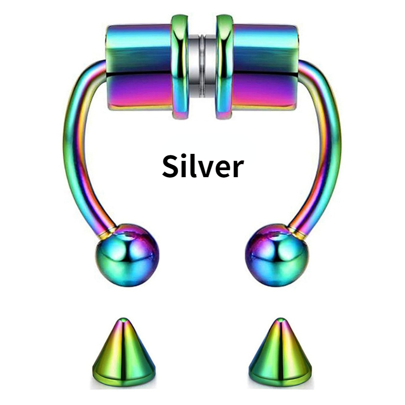 316L Stainless Steel Hoop Magnetic Septum Nose Ring Horseshoe Fake Nose Ring Set Non-Piercing for Women Men Reusable Faux Body Piercing Jewelry