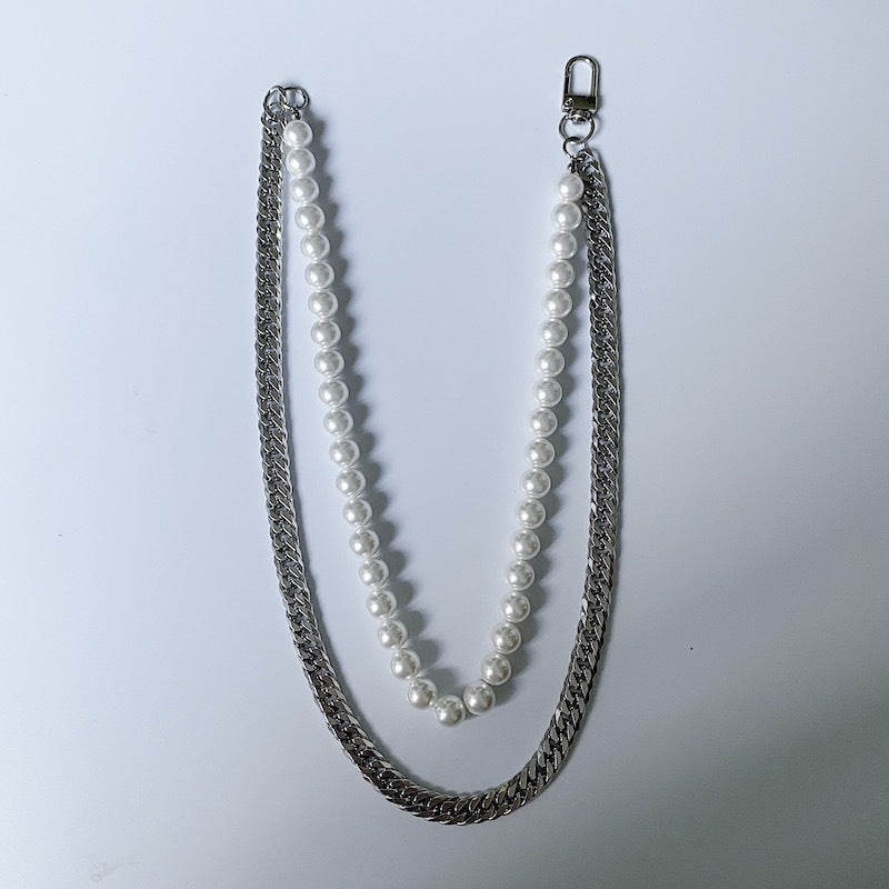 Double Layers Mens Pearl Necklace | Splicing Pearl Necklace Men Chain | Pearl Chains Mens