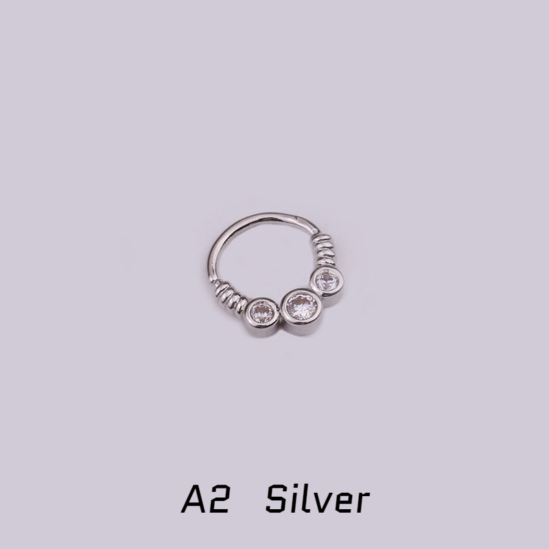 20G Titanium 20G CNC Pave Clicker Ring - Nose, Cartilage, Earlobe