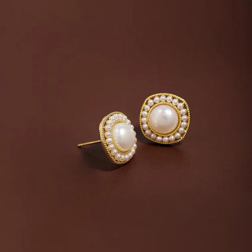 Vintage Pearl Stud Earrings | Freshwater Pearl Earrings | Real Pearl Earrings with Sterling Silver Pins (6-7mm)