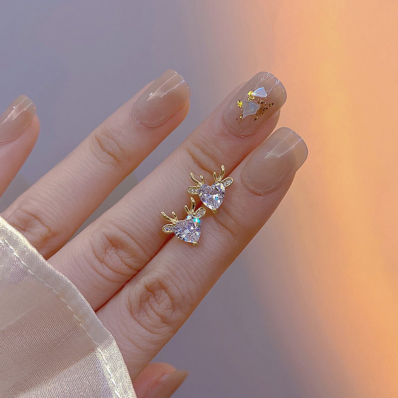 Pendientes de reno | Pendientes de cristal | Aretes de diamantes para mujer