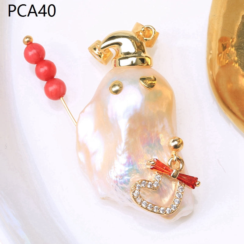 Lindo collar con colgante de perlas barrocas grandes para niños en oro de 14 k sobre plata de ley (16-18 mm)