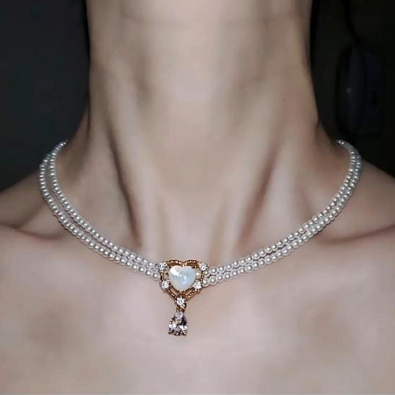 Multi Strand Pearl Necklace | Pearl Choker Necklace | Pearl Choker with Detachable Pendant