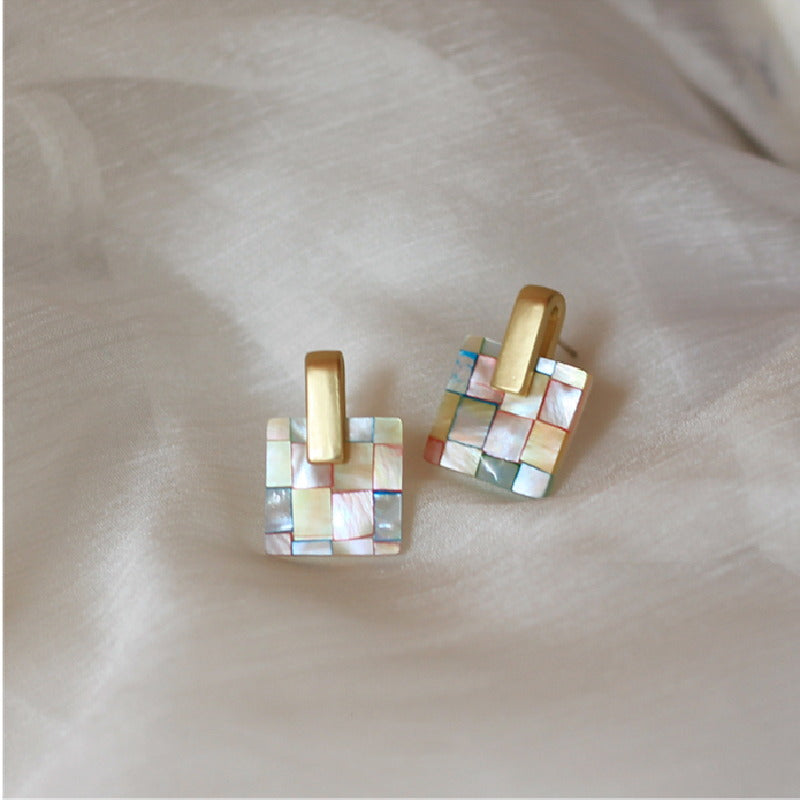 Boucles d'oreilles à tige en or Boucles d'oreilles en nacre en argent sterling