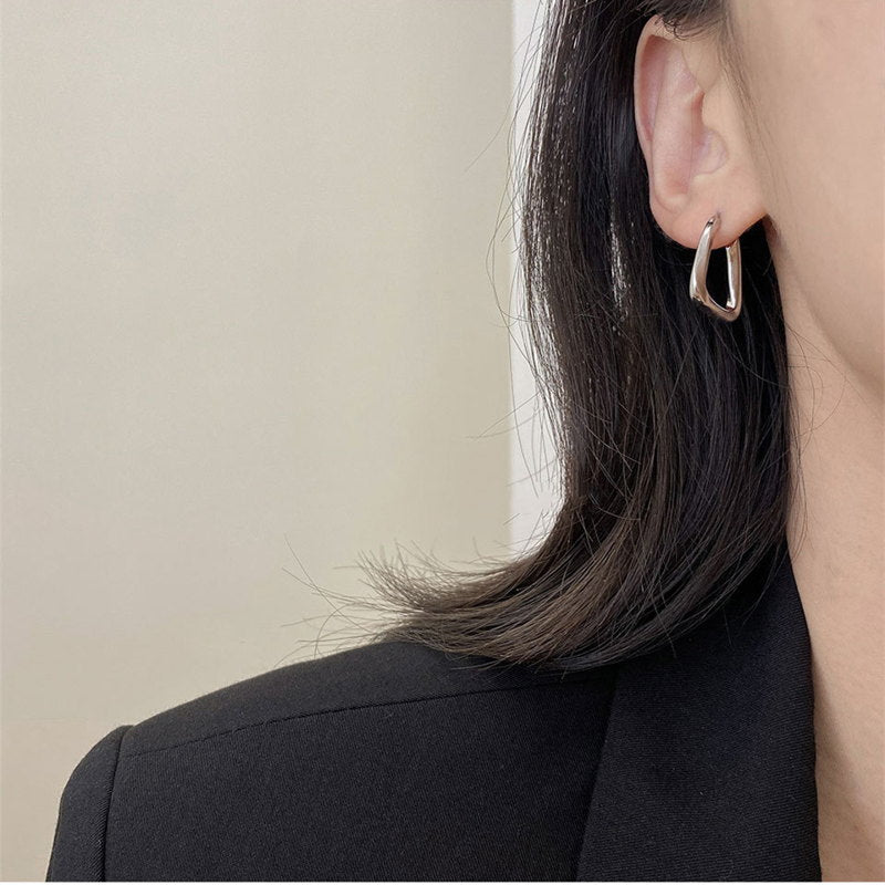 Pendientes de aro cuadrados retorcidos | Pendientes de aro gruesos en oro y plata