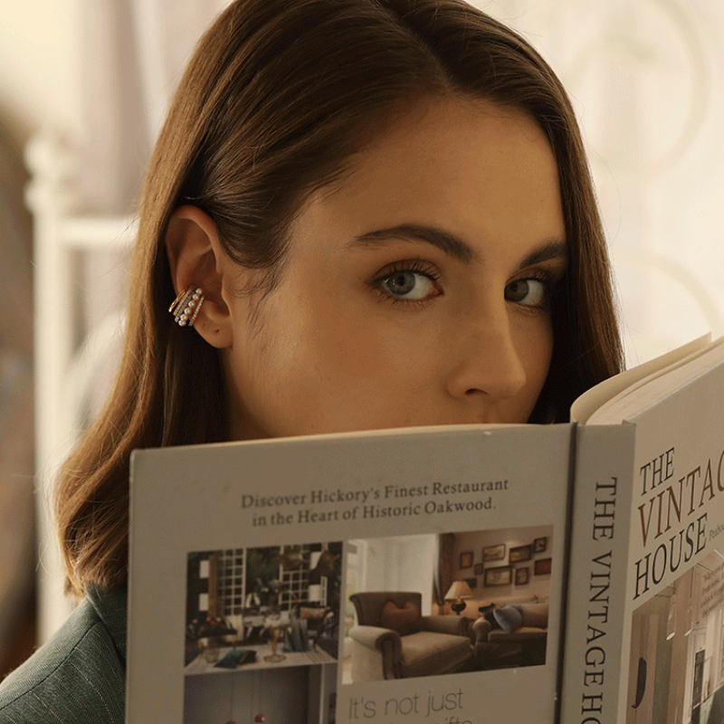 Clips para las orejas de perlas redondas retro, oro de 14 quilates sobre plata de ley (3 mm)