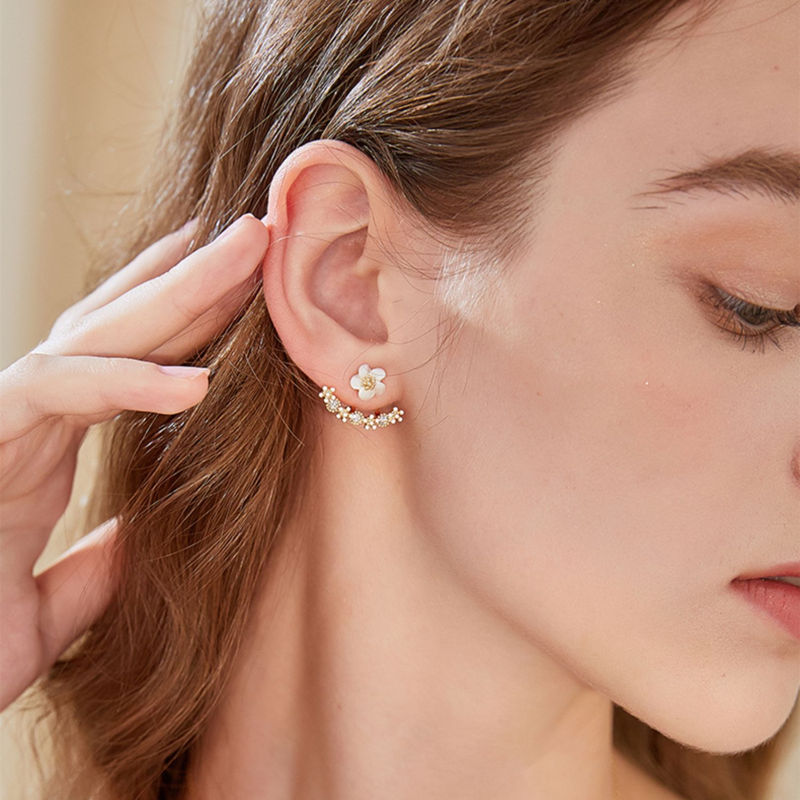 Daisy Stud Earrings | Flower Earring Jackets | Detachable Jacket Earrings with Sterling Silver Pins