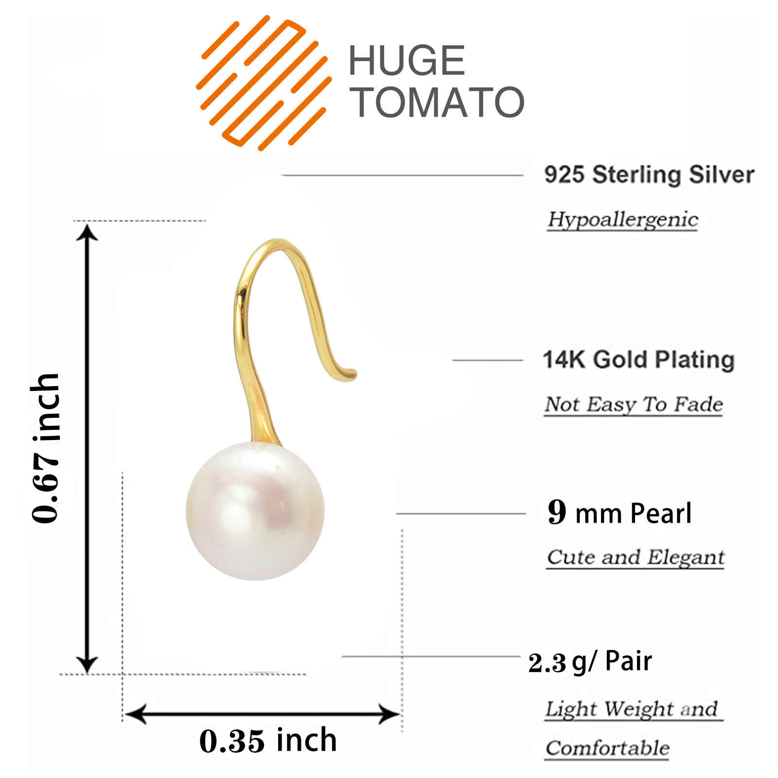 AAAA Freshwater Pearl Drop Earrings S925 | Real Pearl Earrings in Sterling Silver and 14k Gold Plated Pin