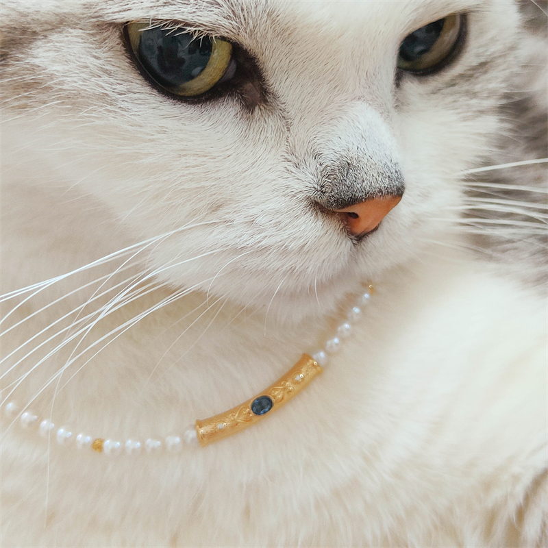 Tiny Pearl Choker | Pearl Choker Necklace | Freshwater Pearl Choker with Humanmade Sapphire