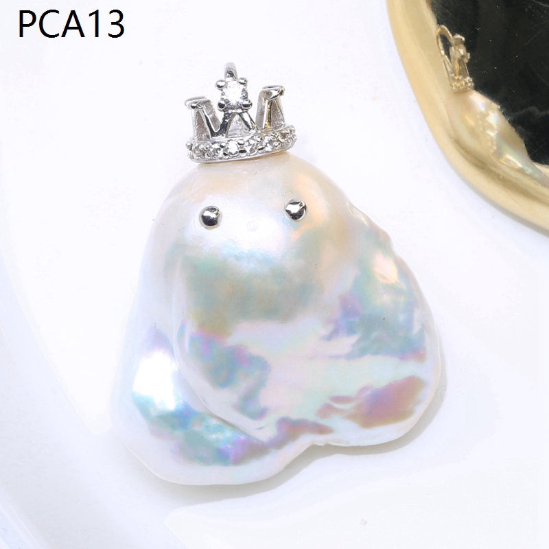 Lindo collar con colgante de perlas barrocas grandes para niños en oro de 14 k sobre plata de ley (16-18 mm)