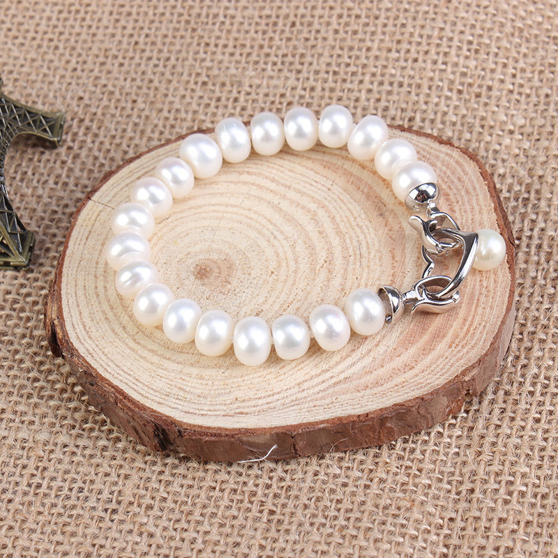 Ensemble de 4 | Collier, bracelet, boucles d'oreilles et bague en perles d'eau douce blanches délicates de 9 à 10 mm