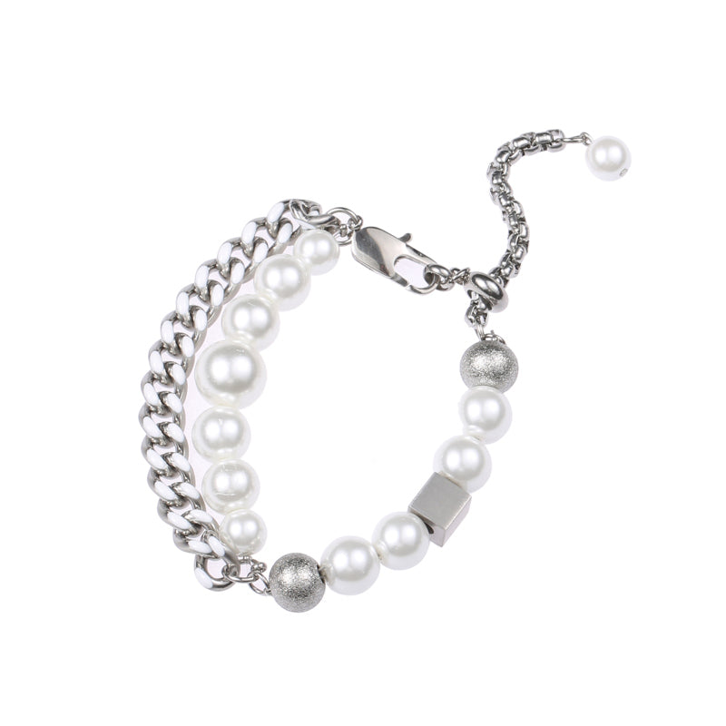 Mens Pearl Necklace and Bracelet | Mens Cuban Link Chain | Mens Pearl Bracelet | Mens Pearl Jewelry Set