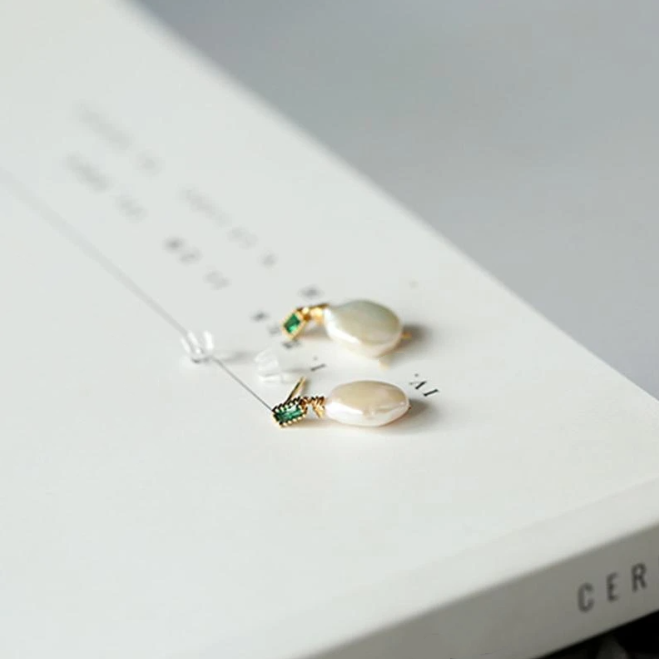 AAA Real Big Baroque Pearl Drop Earrings in 14K Gold Over Sterling Silver(12-13mm)