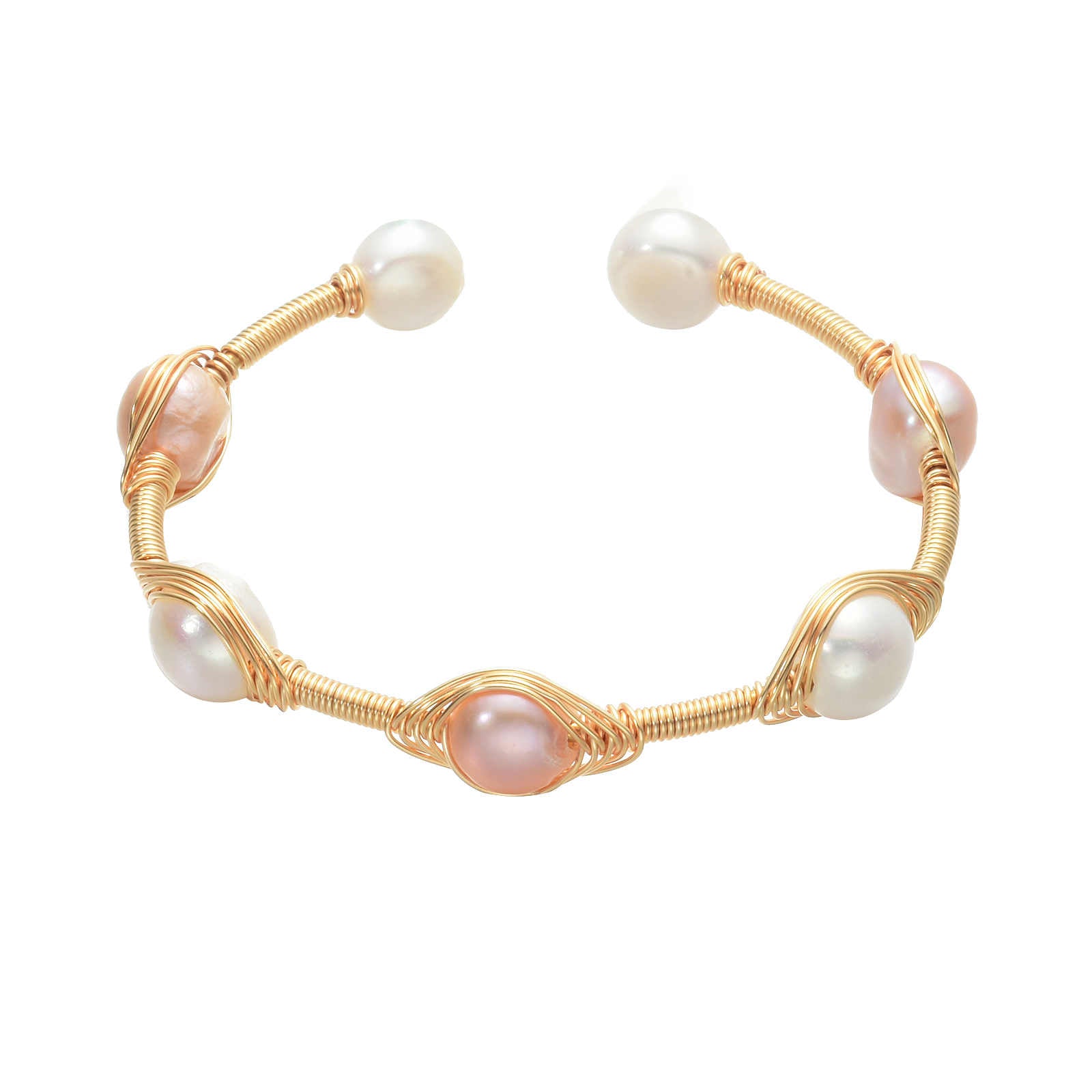 Royal Pearl Bracelet | White Pink Pearl Bracelet | Pearl Bangle Bracelet For Weddings| Huge Tomato Jewelry