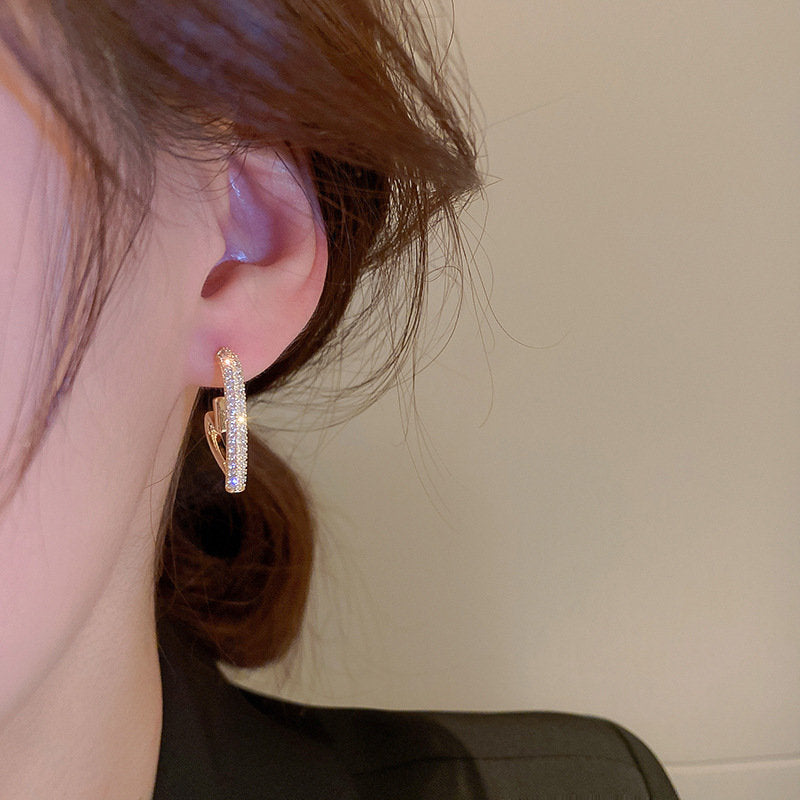 Heart Hoop Earrings | Gold Diamond Heart Hoop Earrings with Sterling Silver Pin