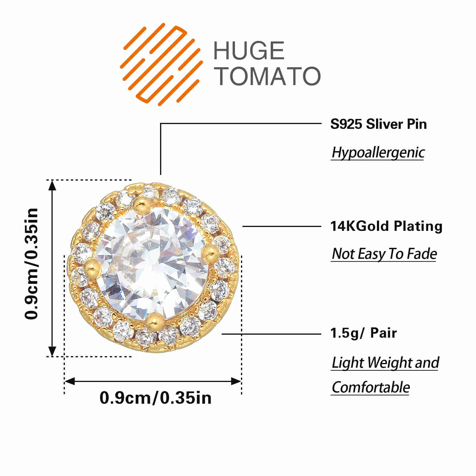 Pendientes de diamantes con forma de gota de agua y cuadrados redondos con pasador de plata S925