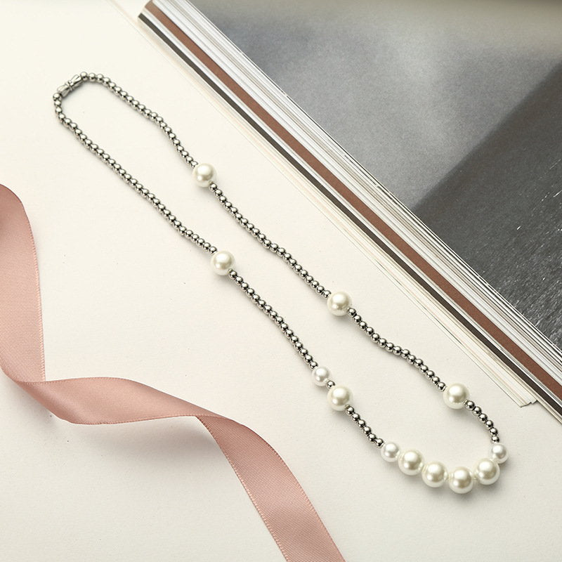 Mens Steel and Pearl Necklace | Mens Pearl Necklace | Pearl Necklace Gift for Men