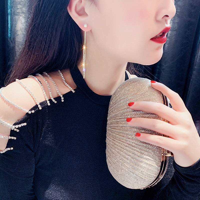 Pendientes colgantes dobles de perlas | Pendientes de diamantes de oro o plata | Pendientes colgantes para boda