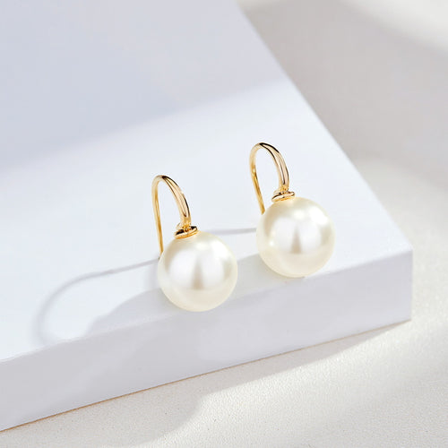 12MM Large Pearl Earrings | Classic White Pearl Drop Earrings for Women