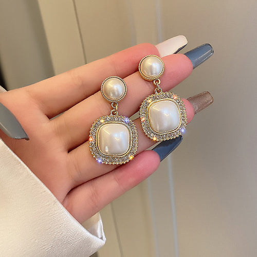 Vintage Pearl Drop Earrings | Shell Pearl Earrings with Sterling Silver Pins