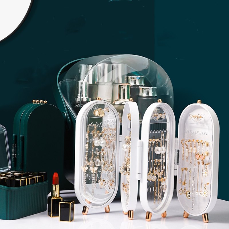Foldable Jewely Box | Jewelry Box Organizer with Mirror | Earring Jewelry Box