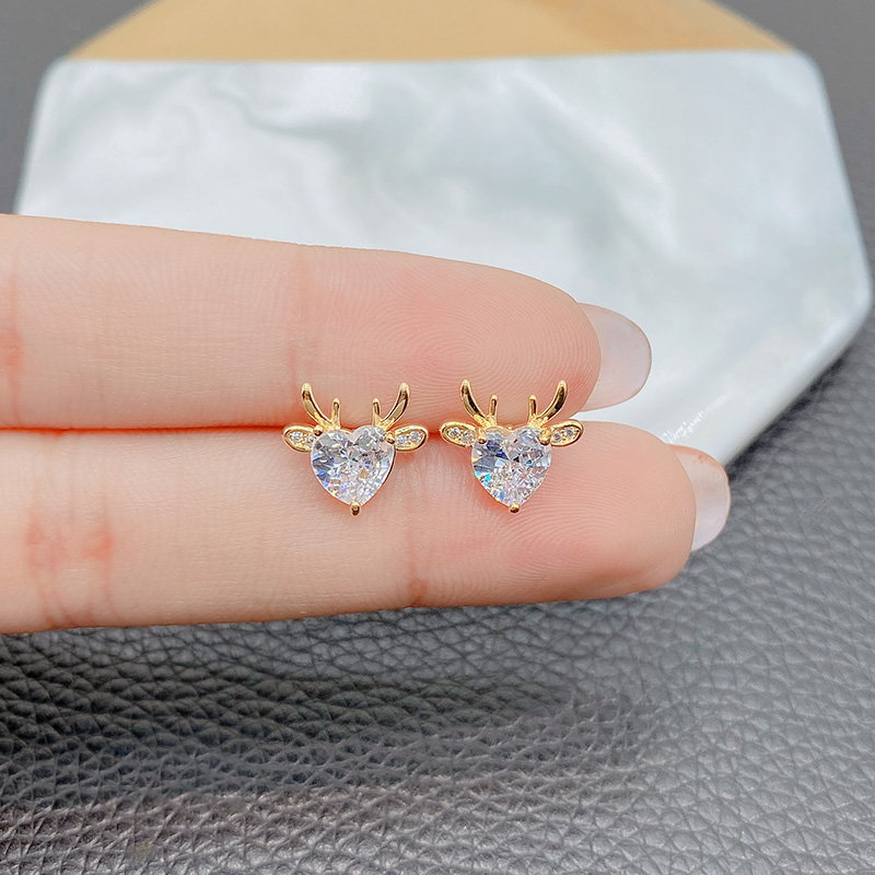 Pendientes de reno | Pendientes de cristal | Aretes de diamantes para mujer